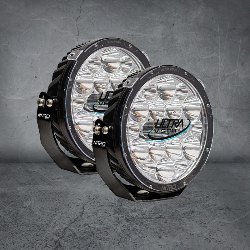 NITRO 140 Maxx 9" LED Driving Light Pair - 5700K, Black Rim
