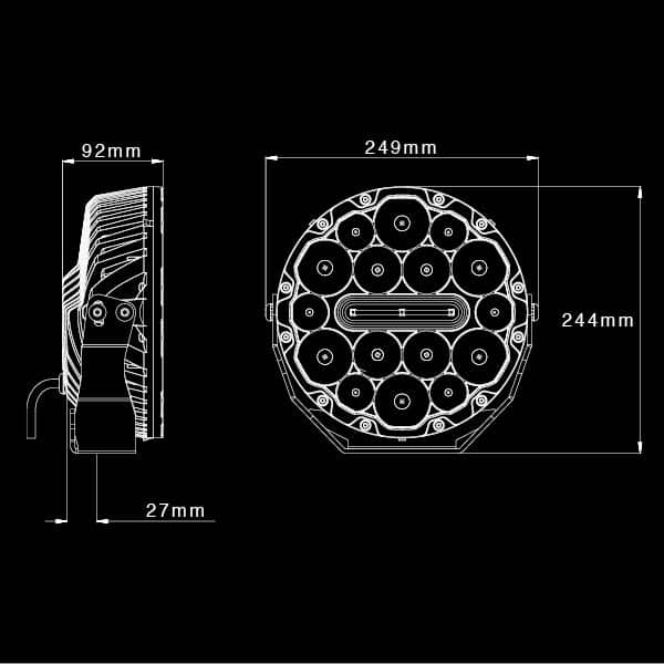 NITRO 180 Maxx 9" LED Driving Light Pair - 5700K, Black Rim