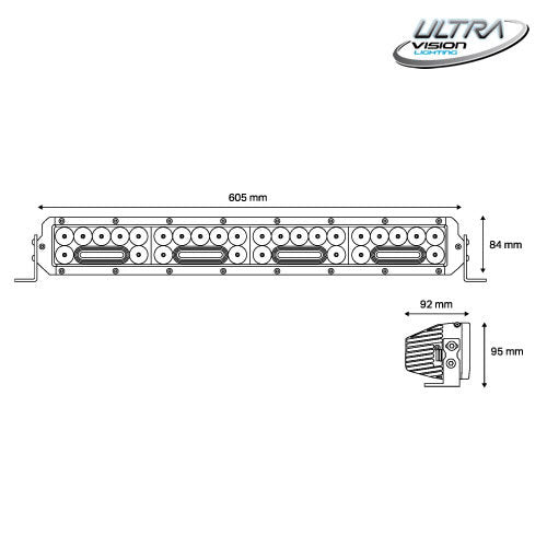 NITRO Maxx 205W 24" LED Light Bar 5700K, Black Rim
