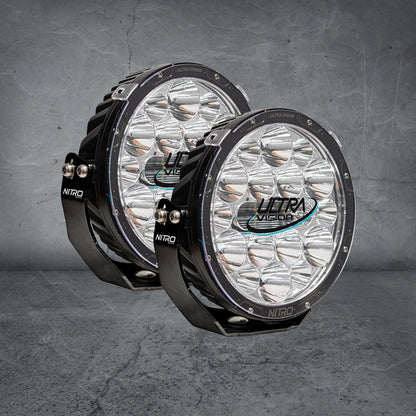NITRO 140 Maxx 9" LED Driving Light Pair - 5700K, Black Rim