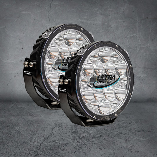 NITRO 140 Maxx 9" LED Driving Light Pair - 5700K, Black Rim