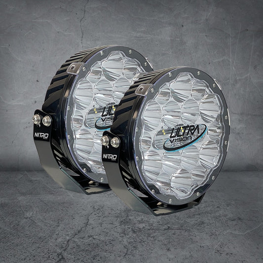 NITRO 180 Maxx 9" LED Driving Light Pair - 5700K, Black Rim
